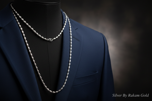 925 Silver Twisted Marquise Chain Necklace – Sculptural Elegance