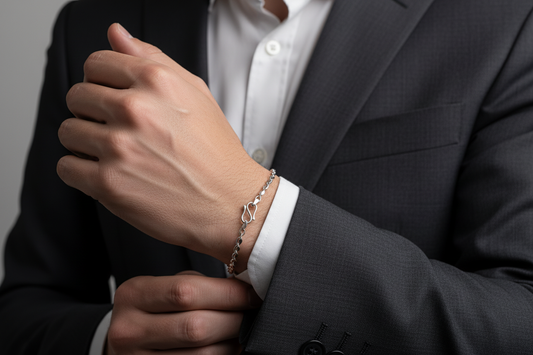 Refined 925 Sterling Silver Sculpted Link Bracelet – Masculine Elegance