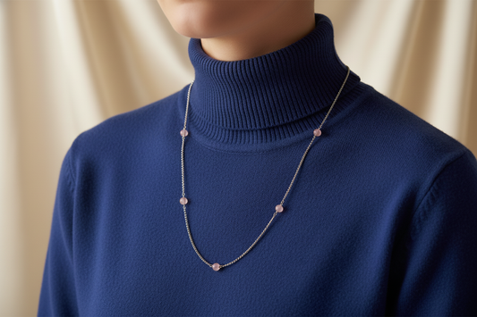 Rose Quartz Bead & Silver Ball Chain Necklace – Modern Romance