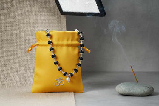 Rudraksh Half Mala – 54 Beads Pure 925 Silver Spiritual Necklace