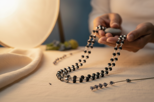 Rudraksha Full Mala – 108 Beads | Pure 925 Silver | Traditional Indian Spiritual Mala