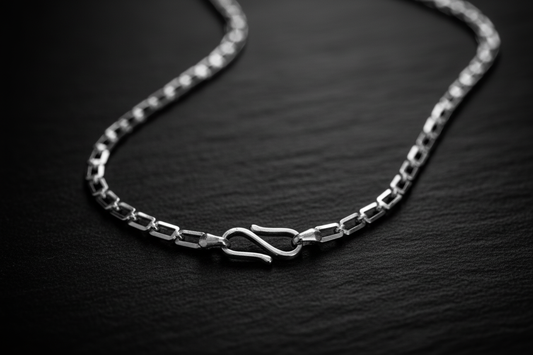 925 Silver Rectangle Link Chain Necklace – Sleek Modern Classic