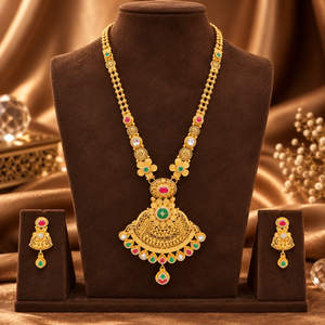 Chandrika Crescent Gold Plated Silver Long Set