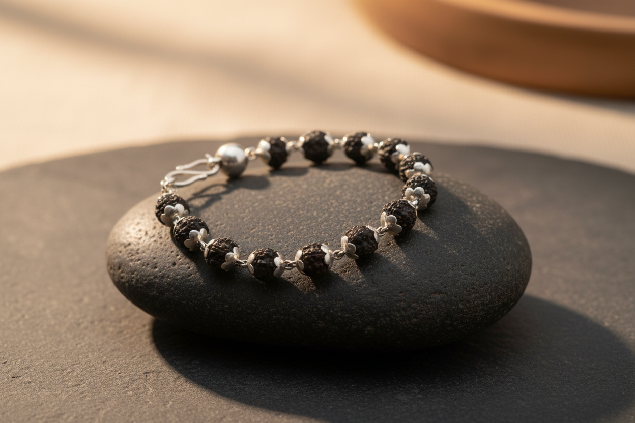 Rudraksha Bracelet – Pure Silver Spiritual Wellness Jewelry