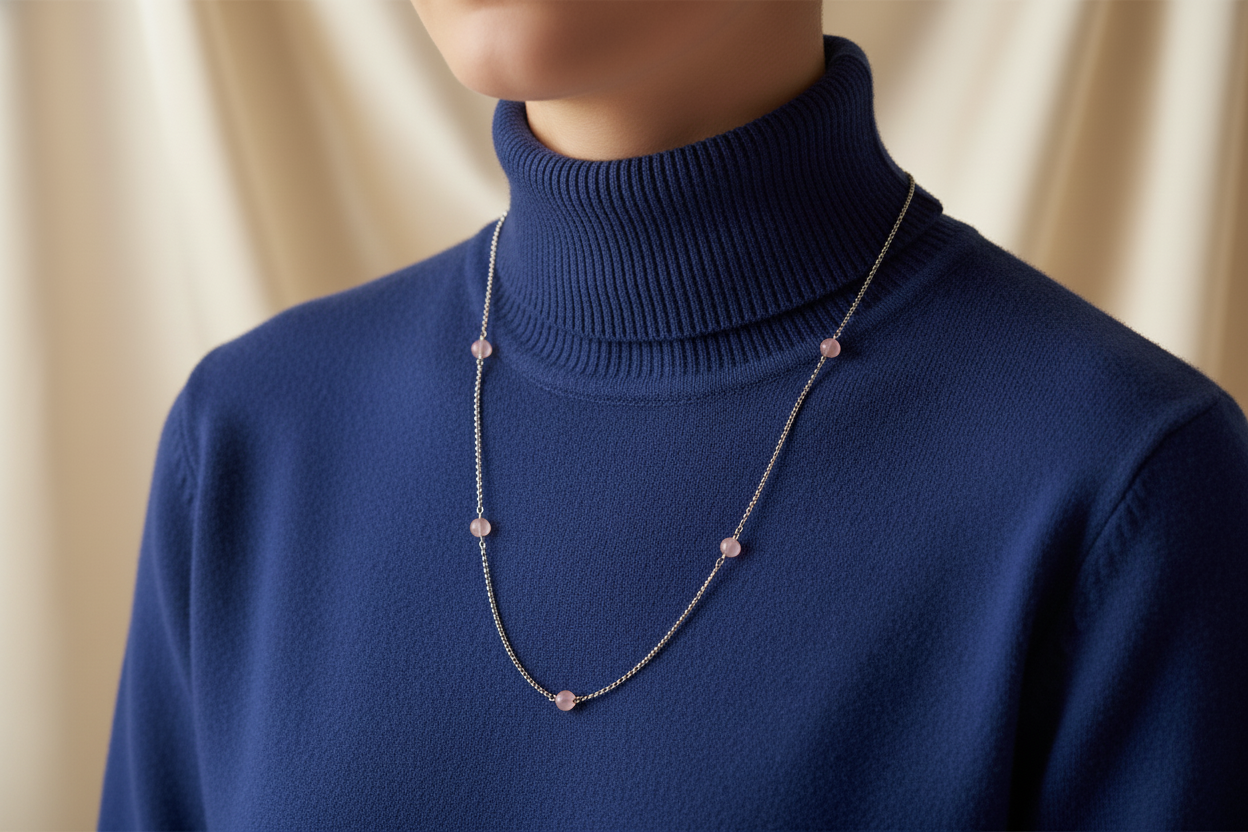 Rose Quartz Bead & Silver Ball Chain Necklace – Modern Romance