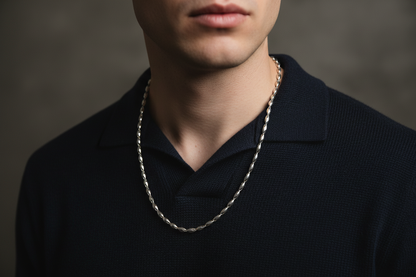 925 Silver Twisted Marquise Chain Necklace – Sculptural Elegance