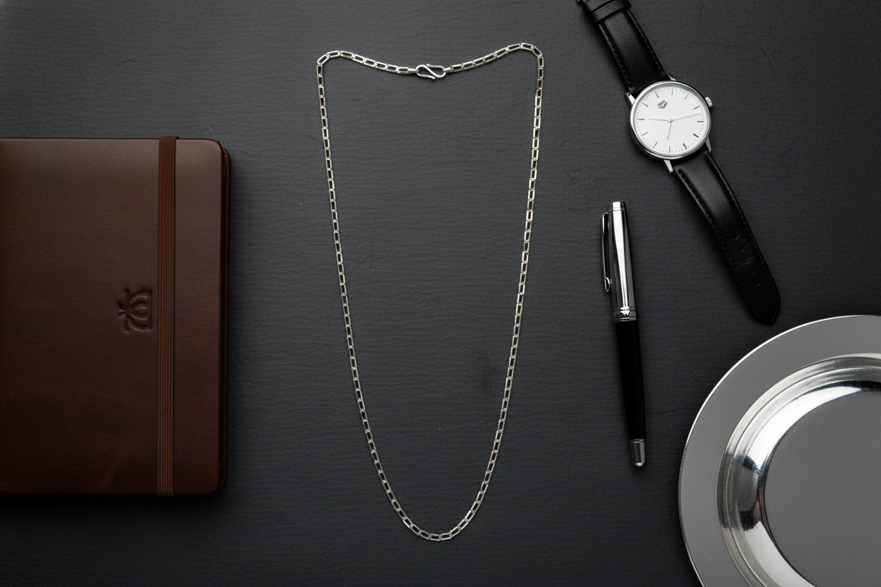 925 Silver Rectangle Link Chain Necklace – Sleek Modern Classic