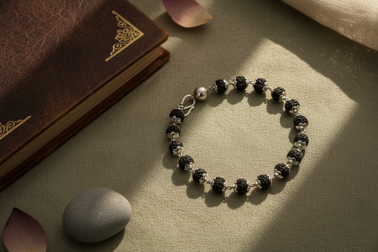 Rudraksha Bracelet – Pure Silver Spiritual Wellness Jewelry