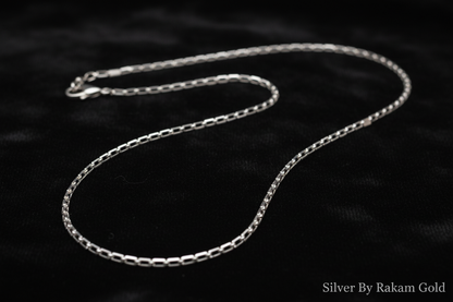 925 Silver Rectangle Link Chain Necklace – Sleek Modern Classic