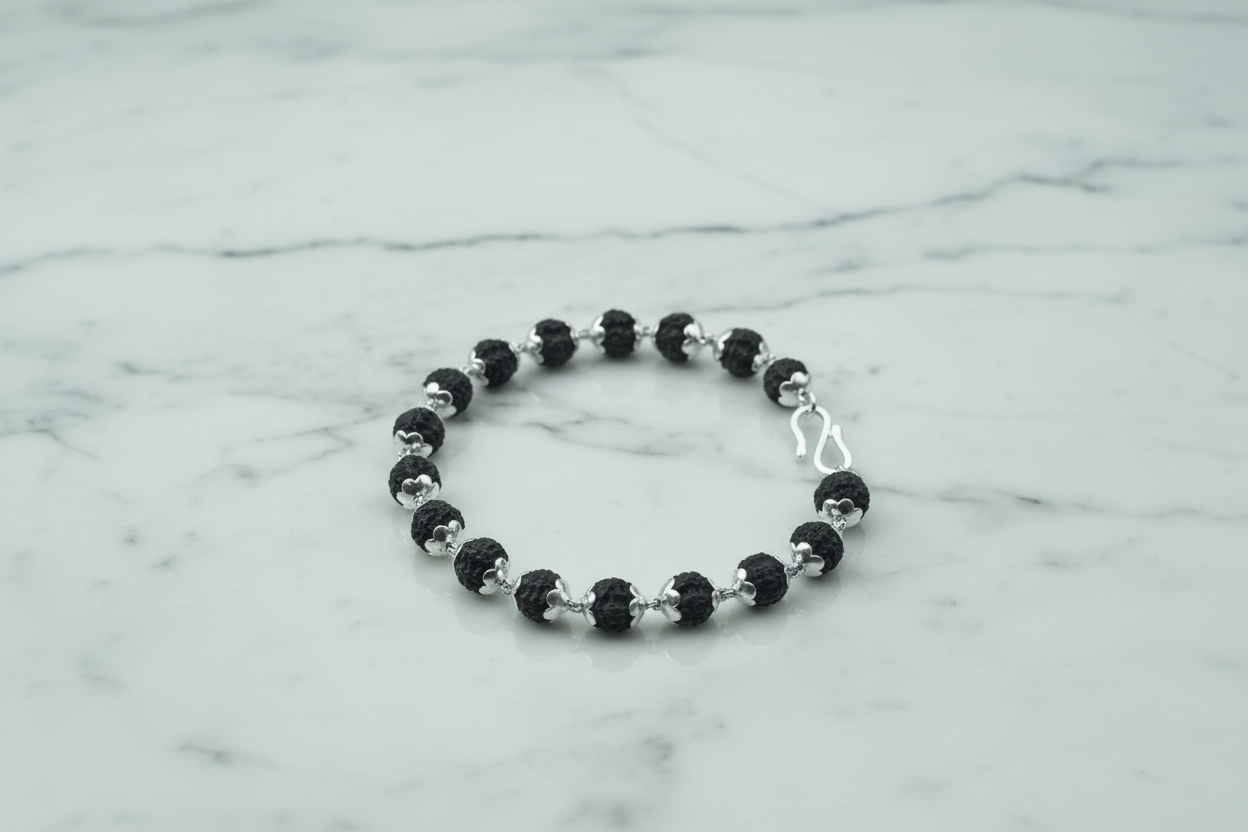 Rudraksha Silver Bracelet – Pure Spiritual Jewelry | Handcrafted in India