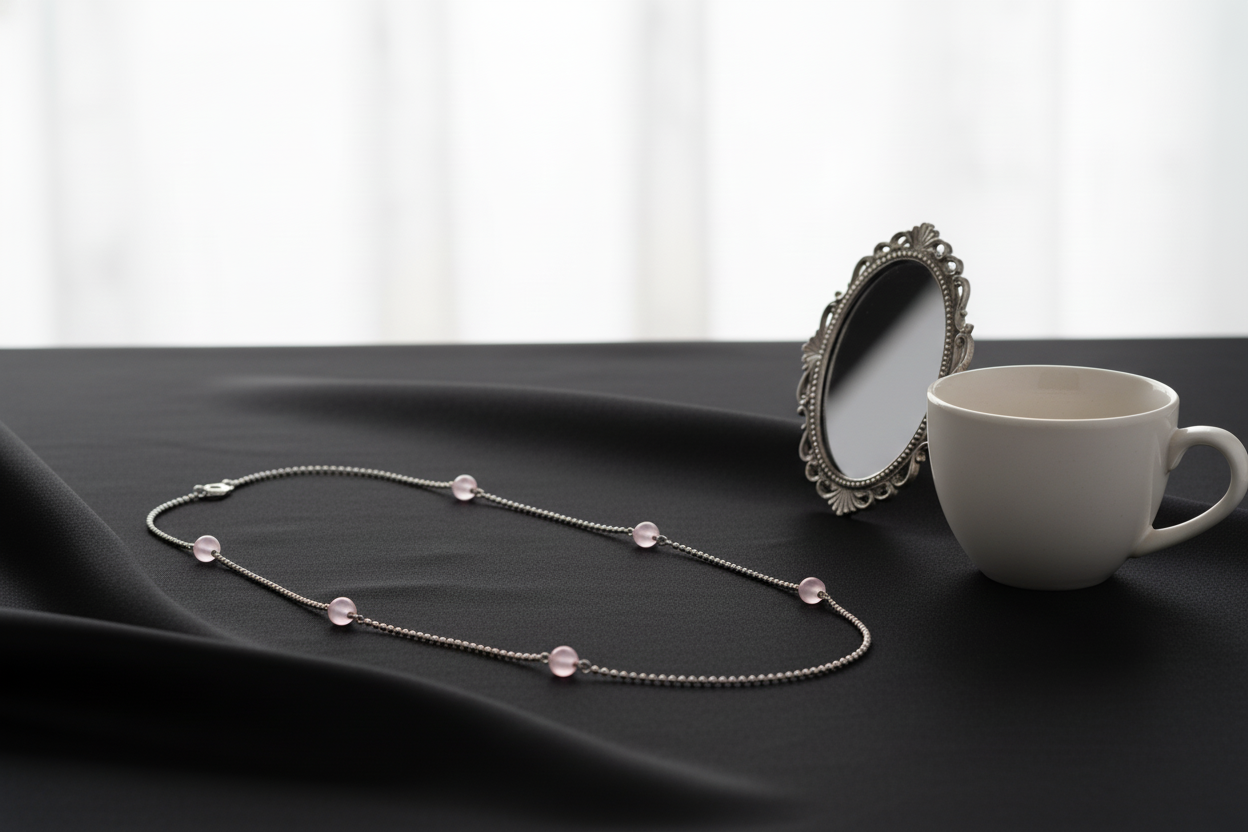 Rose Quartz Bead & Silver Ball Chain Necklace – Modern Romance