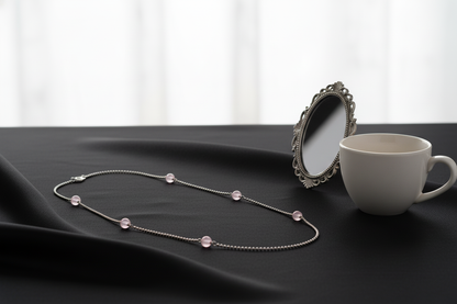 Rose Quartz Bead & Silver Ball Chain Necklace – Modern Romance