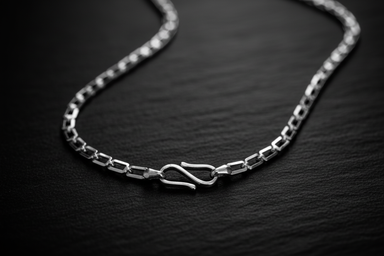 925 Silver Rectangle Link Chain Necklace – Sleek Modern Classic