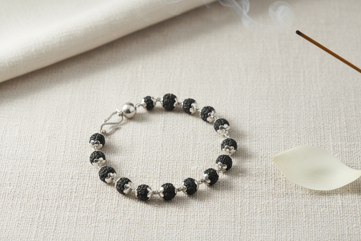 Rudraksha Bracelet – Pure Silver Spiritual Wellness Jewelry