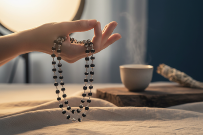 Rudraksha Full Mala – 108 Beads | Pure 925 Silver | Traditional Indian Spiritual Mala