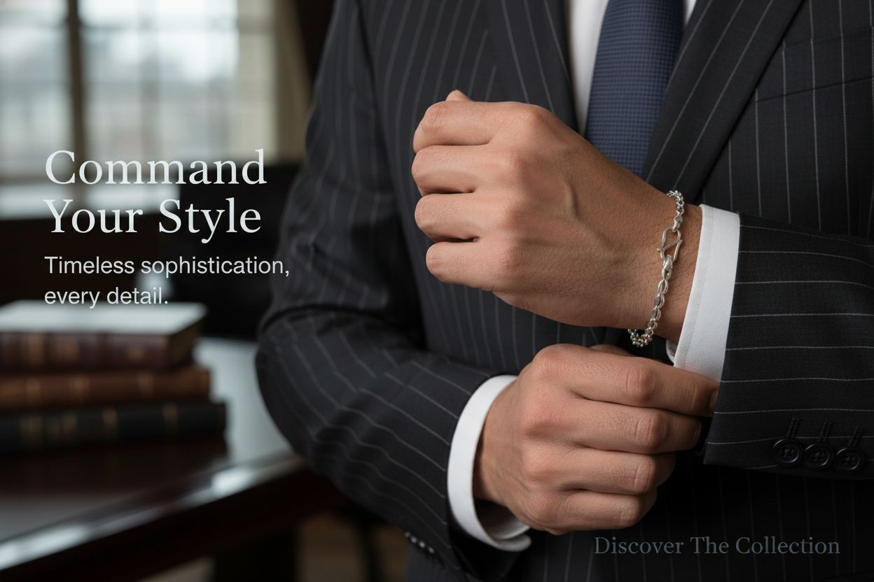 Refined 925 Sterling Silver Sculpted Link Bracelet – Masculine Elegance