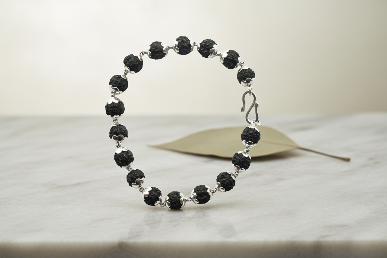 Rudraksha Silver Bracelet – Pure Spiritual Jewelry | Handcrafted in India