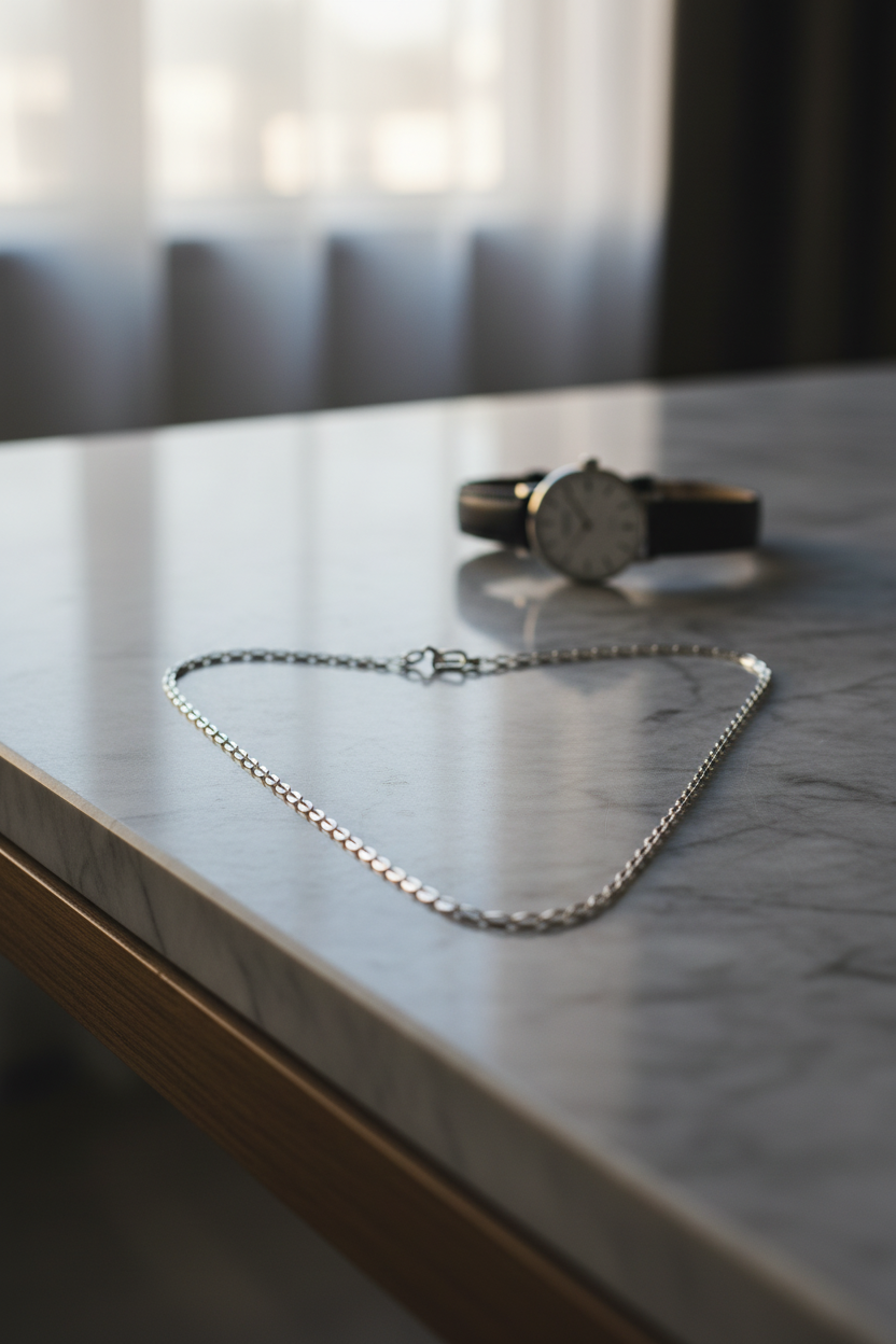 925 Silver Sculpted Chain Necklace – Timeless Statement