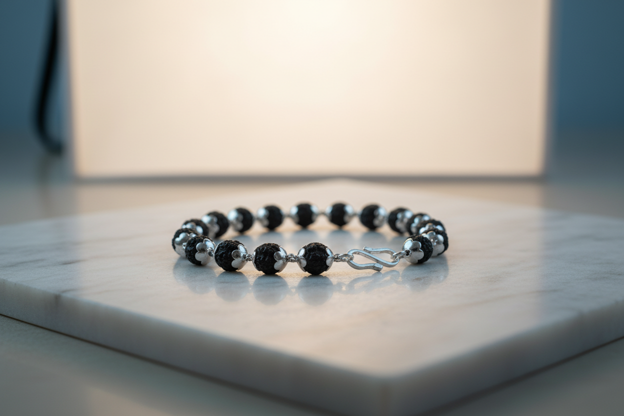 Rudraksha Silver Bracelet – Pure Spiritual Jewelry | Handcrafted in India