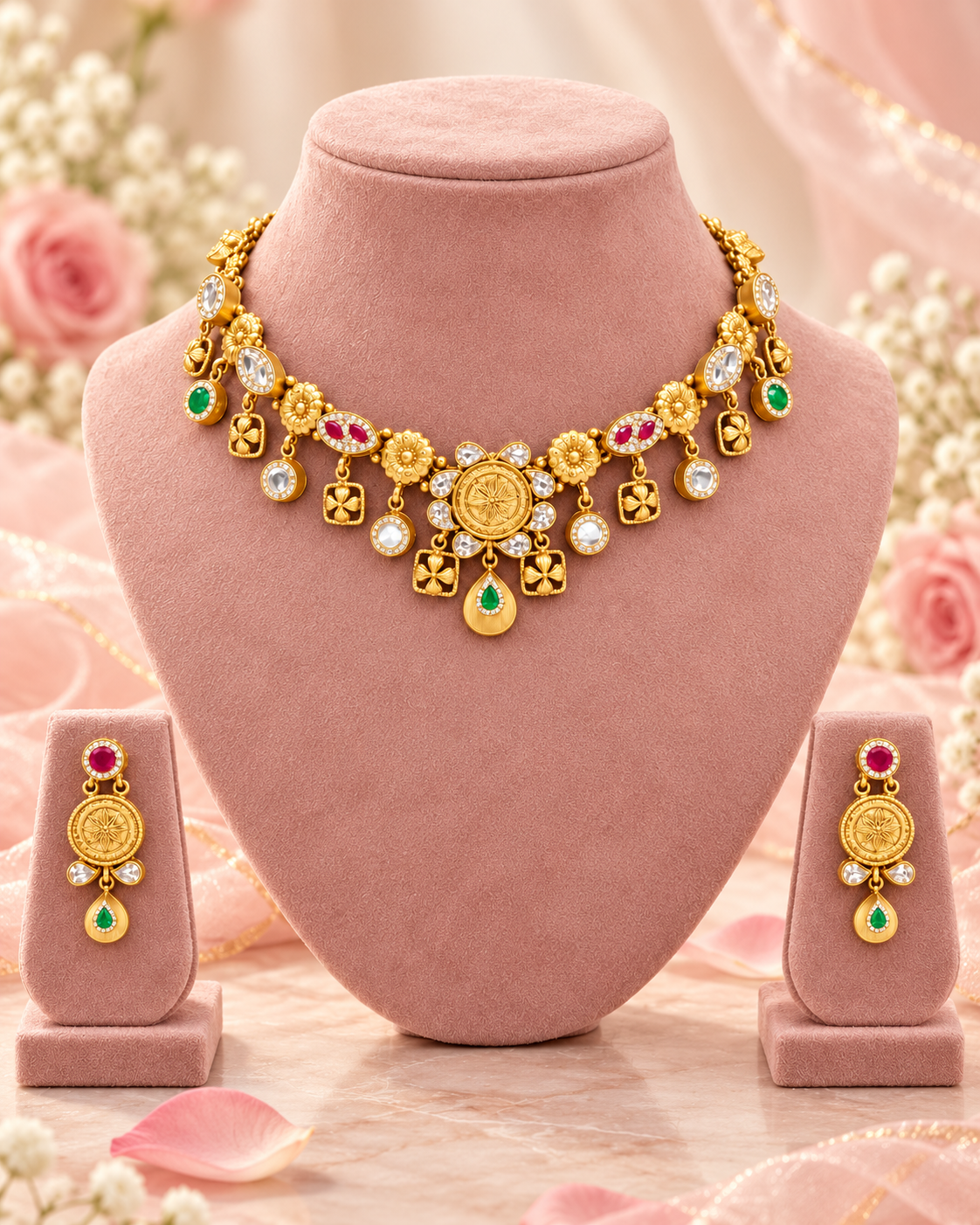 Manikya Jharokha Gold Plated Silver Half Set