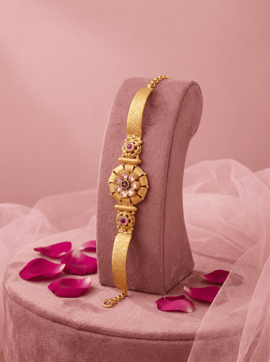 Chandrika Polki Gold Plated Silver Bracelet