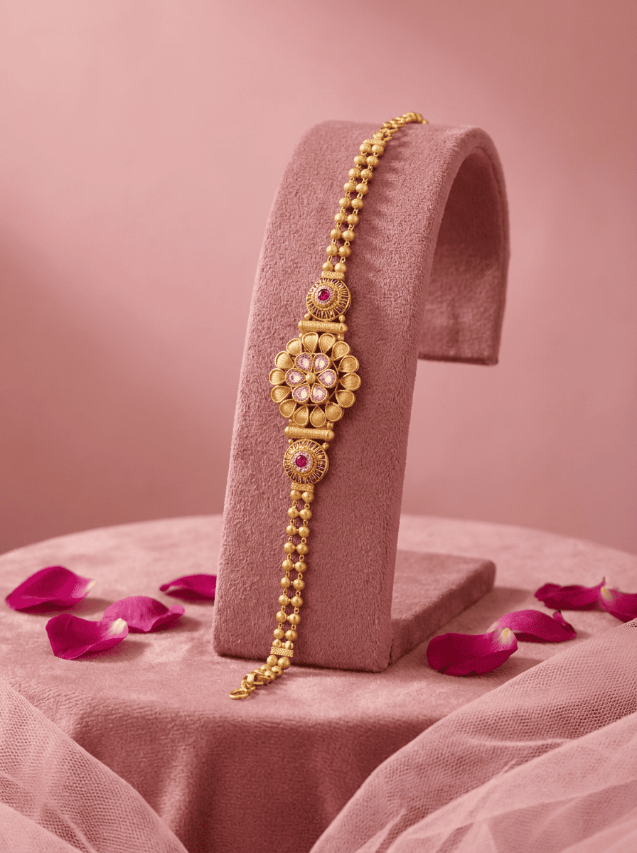 Kumud Polki Gold Plated Silver Bracelet