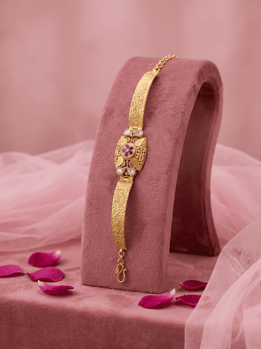 Padma Manikya Gold Plated Silver Bracelet