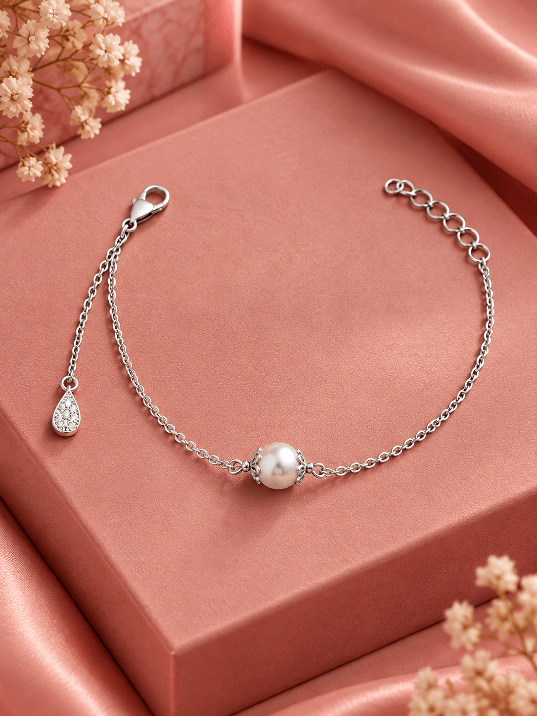 Elegant Pearl & 925 Silver Chain Bracelet – Crafted to Perfection