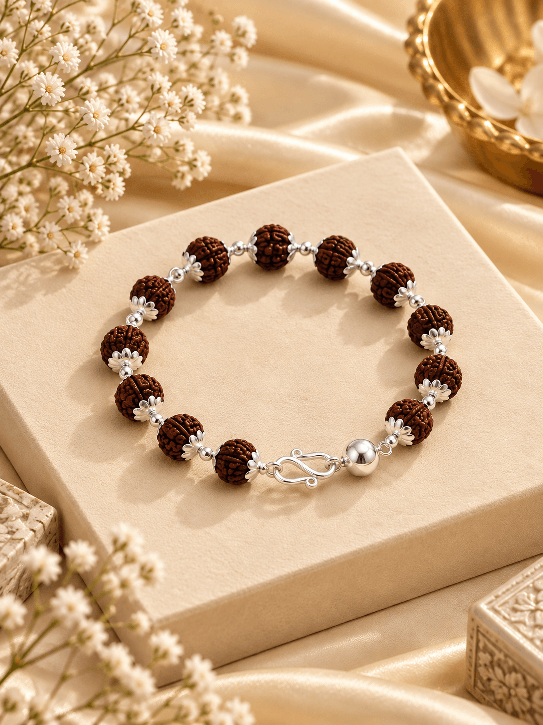 Rudraksha Bracelet – For Men & Women | Pure 925 Silver Spiritual Bracelet