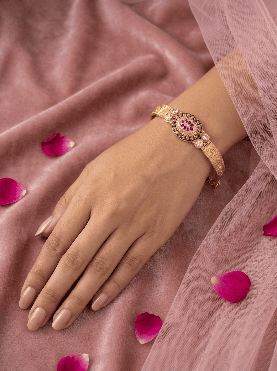Manikya Chakra Gold Plated Silver Bracelet