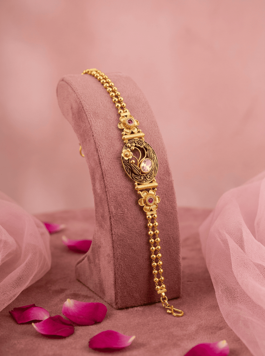 Rajmudra Mayur Gold Plated Silver Bracelet
