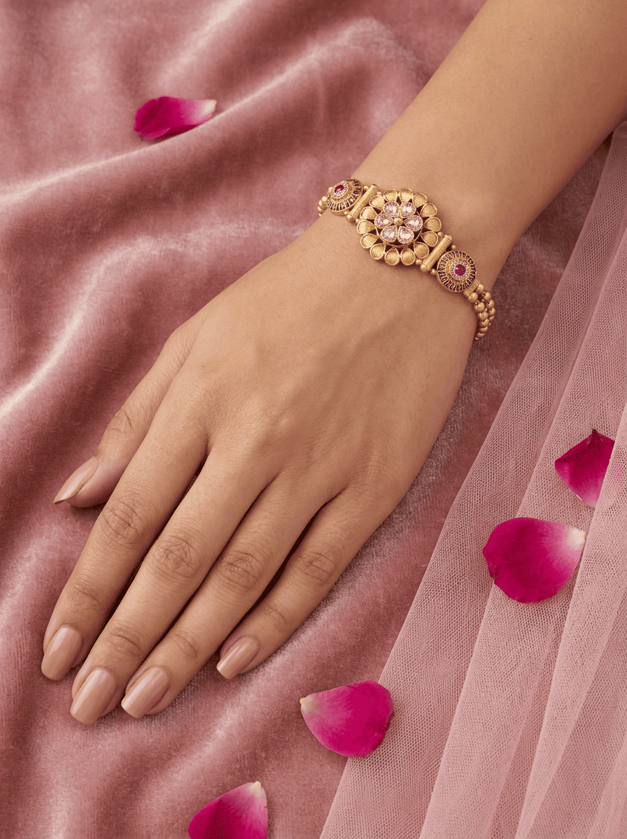 Kumud Polki Gold Plated Silver Bracelet