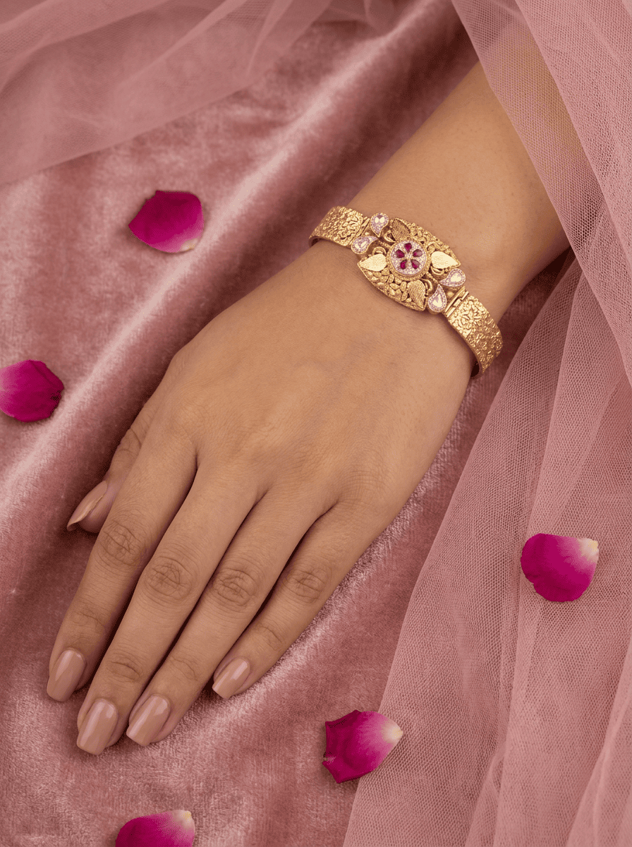 Padma Manikya Gold Plated Silver Bracelet