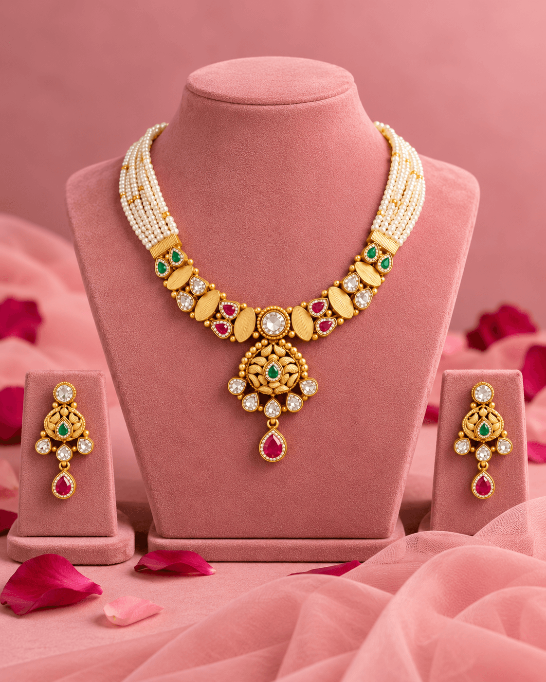 Padma Panna Gold Plated Silver Half Set