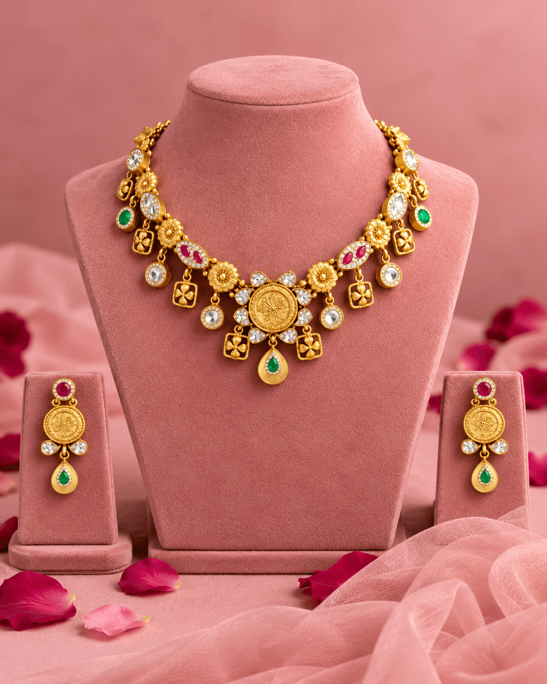 Manikya Jharokha Gold Plated Silver Half Set