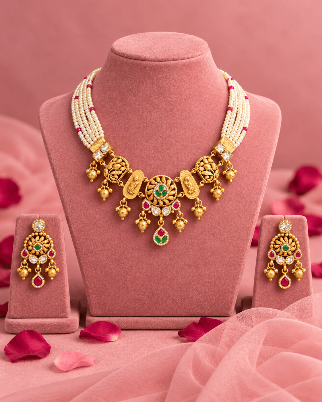 Mayur Gulnaar Gold Plated Silver Half Set