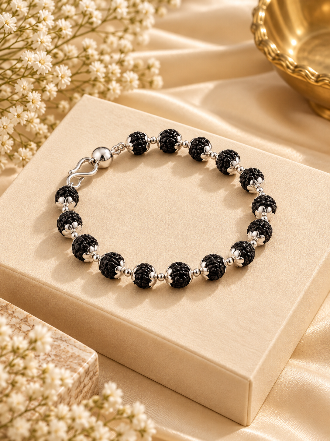 Premium Rudraksha Silver Bracelet – For Men & Women | 925 Sterling Silver