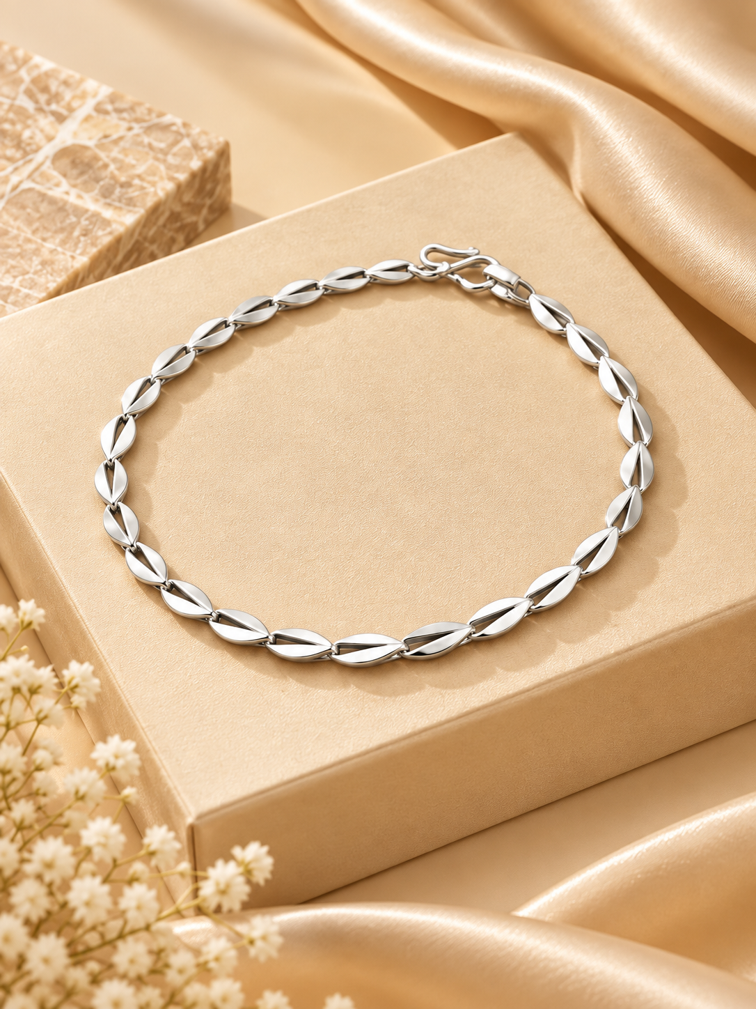 925 Silver Sculpted Link Bracelet for Men – Urban Masculine Style