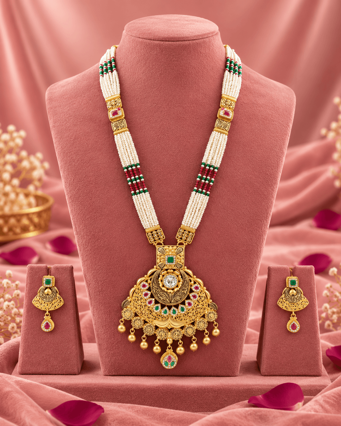 Rajnandini Chandbali Gold Plated Silver Long Set