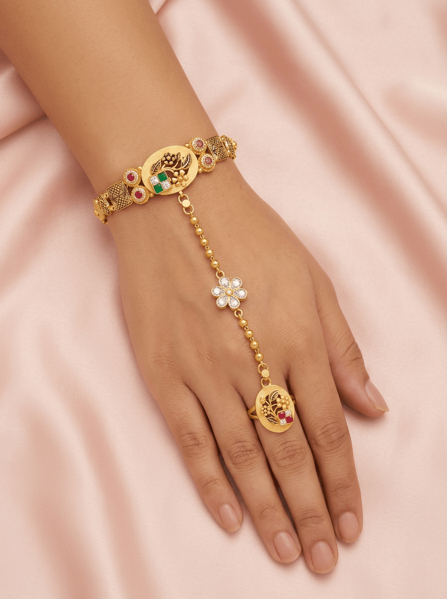 Gulnaar Jaal Gold Plated Silver Hath Paan