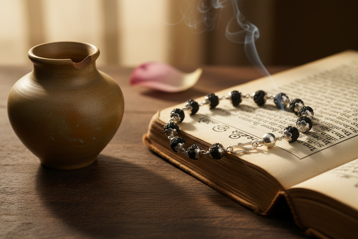 Premium Rudraksha Silver Bracelet – Divine Protection & Style