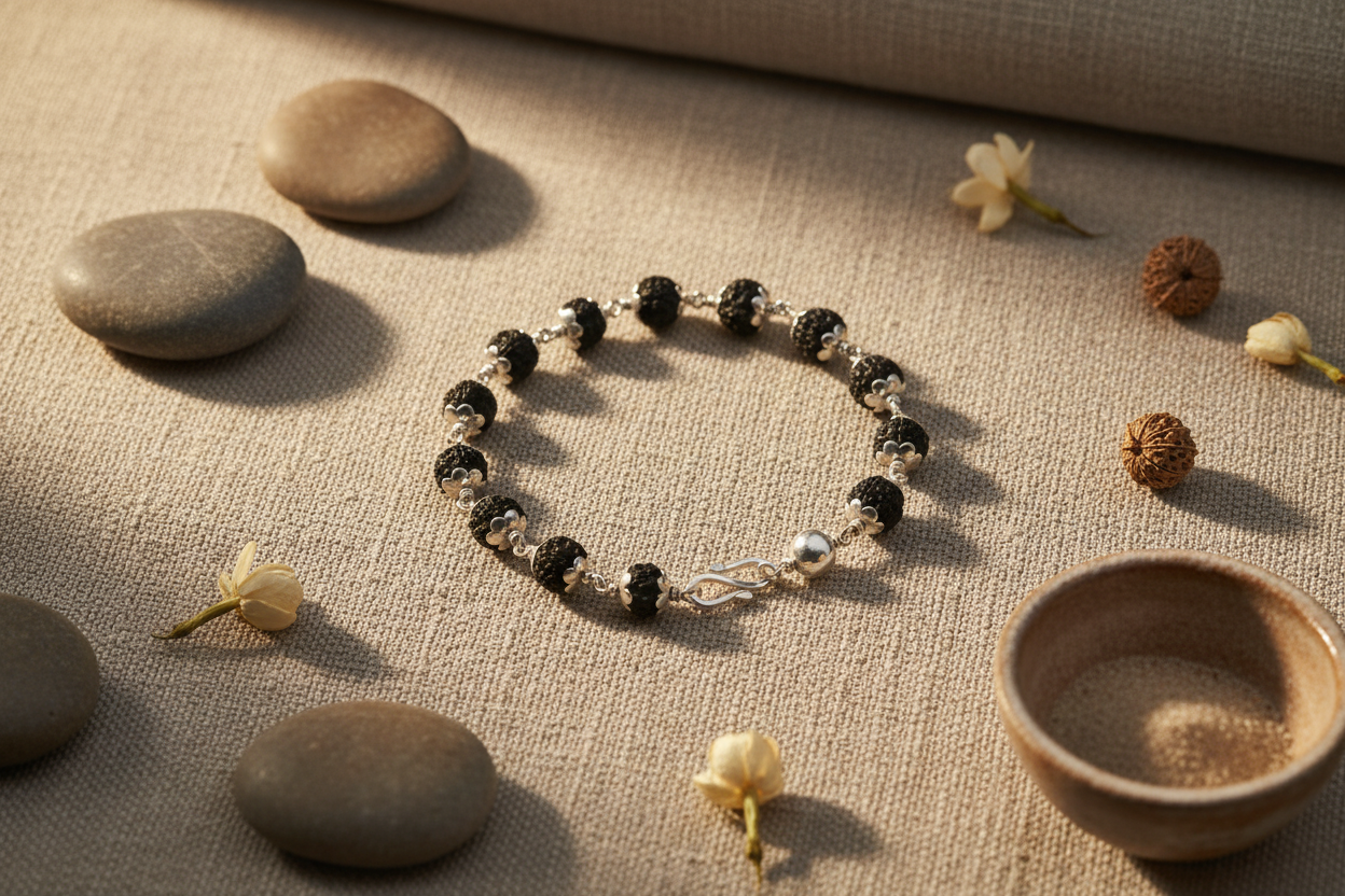 Premium Rudraksha Silver Bracelet – Divine Protection & Style 3