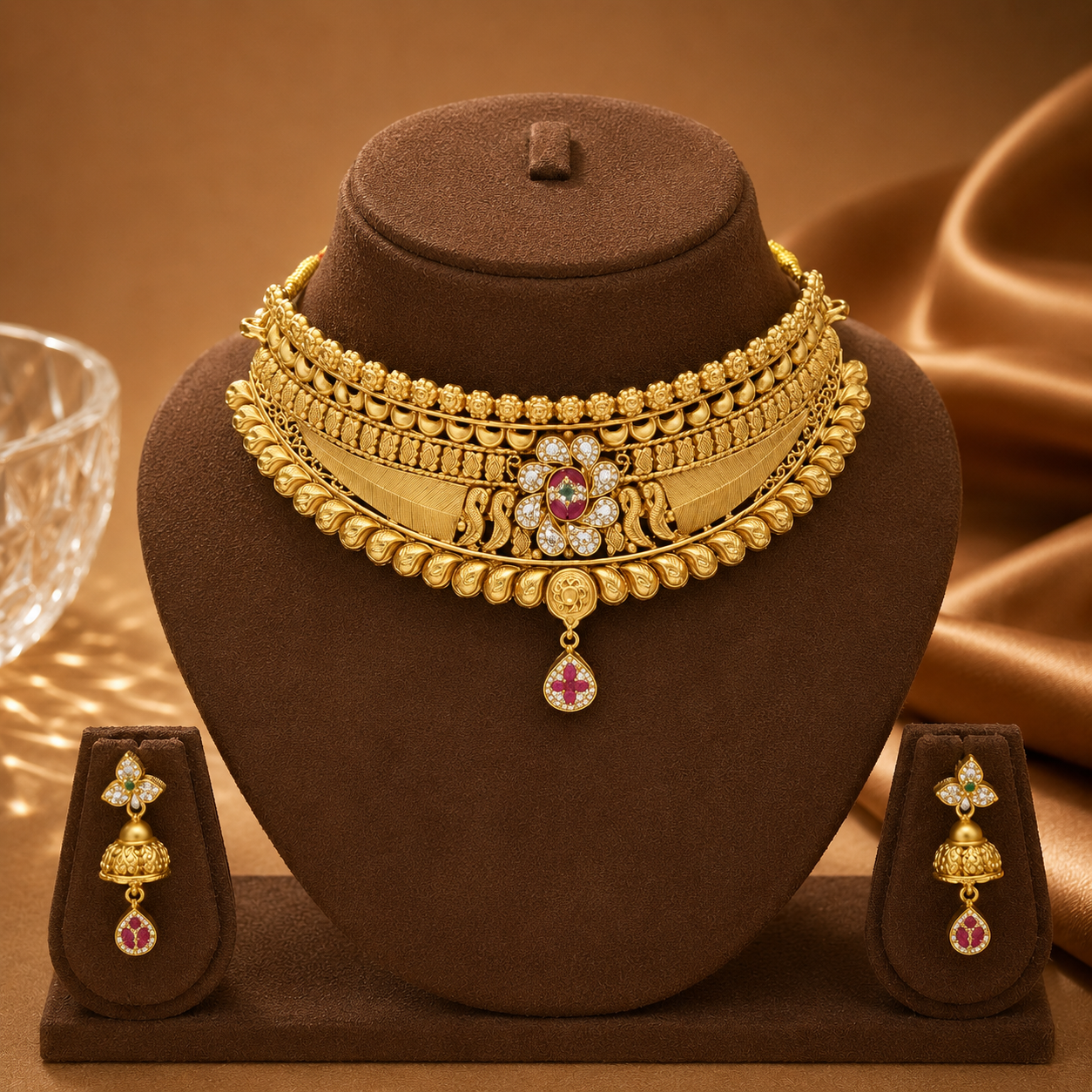 Gulbahar Ruby Choker Set