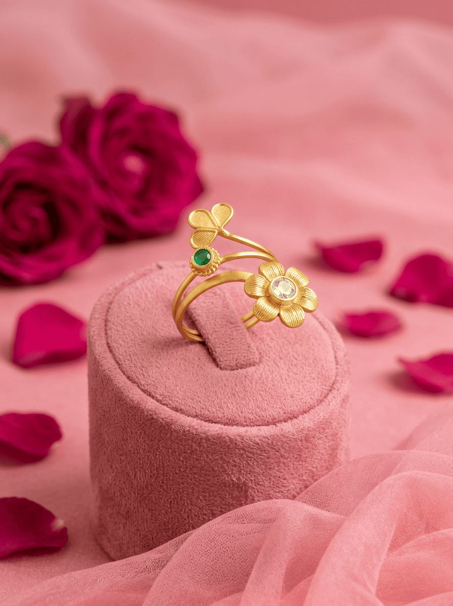 Meher Botanical Gold Plated Silver Ring