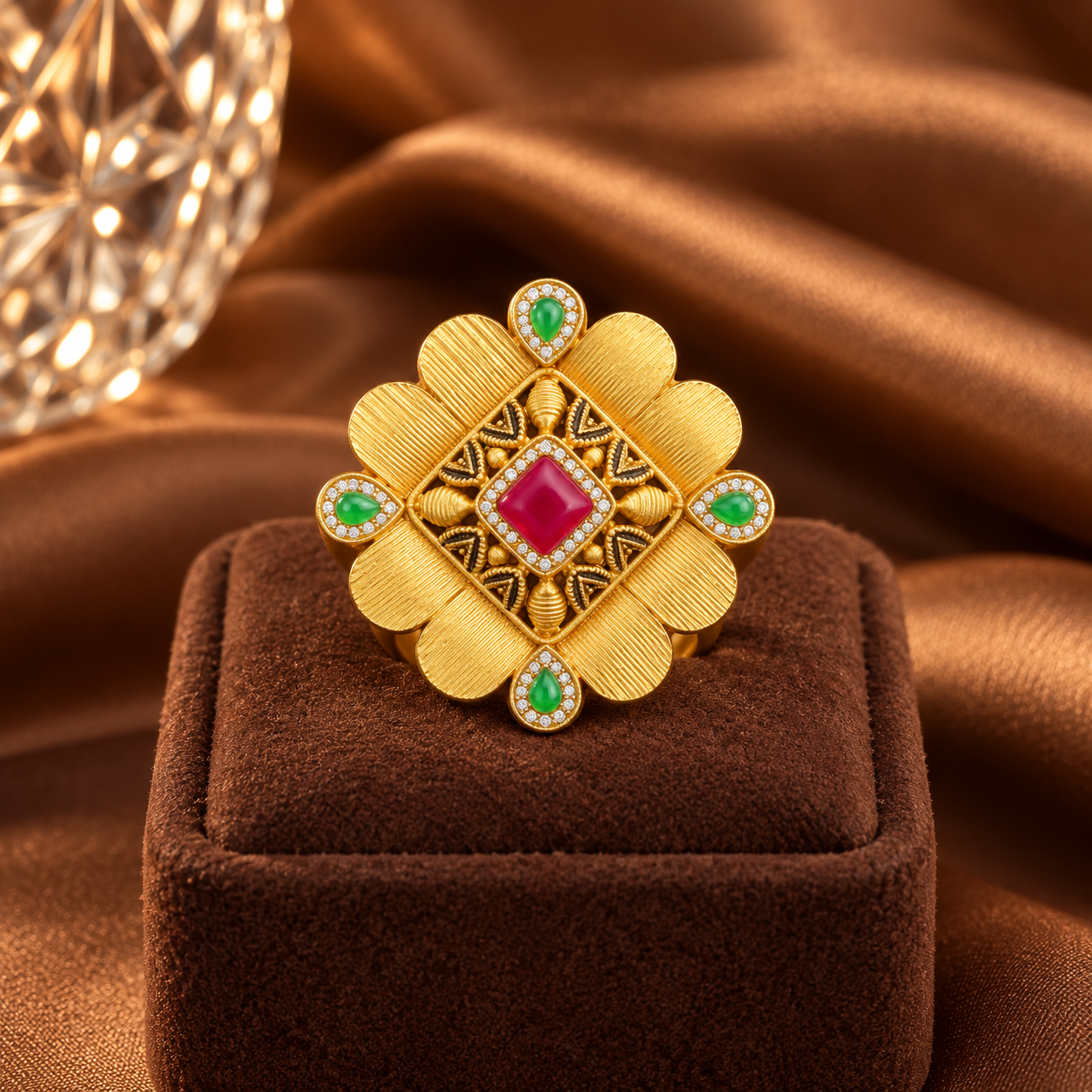 Rajvi Emerald Square Ring