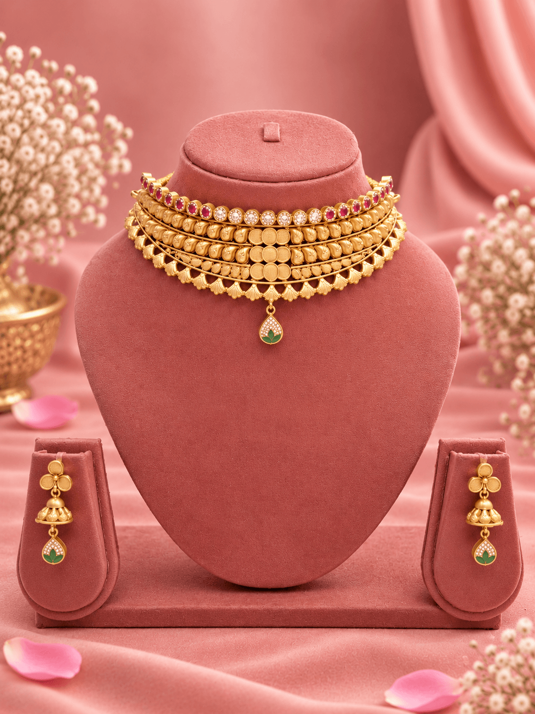 Manikya Mala Gold Plated Silver Choker Set