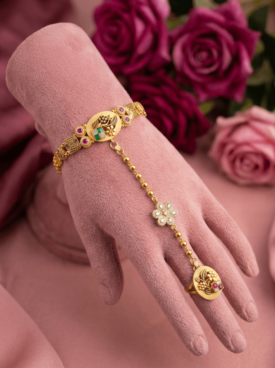 Gulnaar Jaal Gold Plated Silver Hath Paan