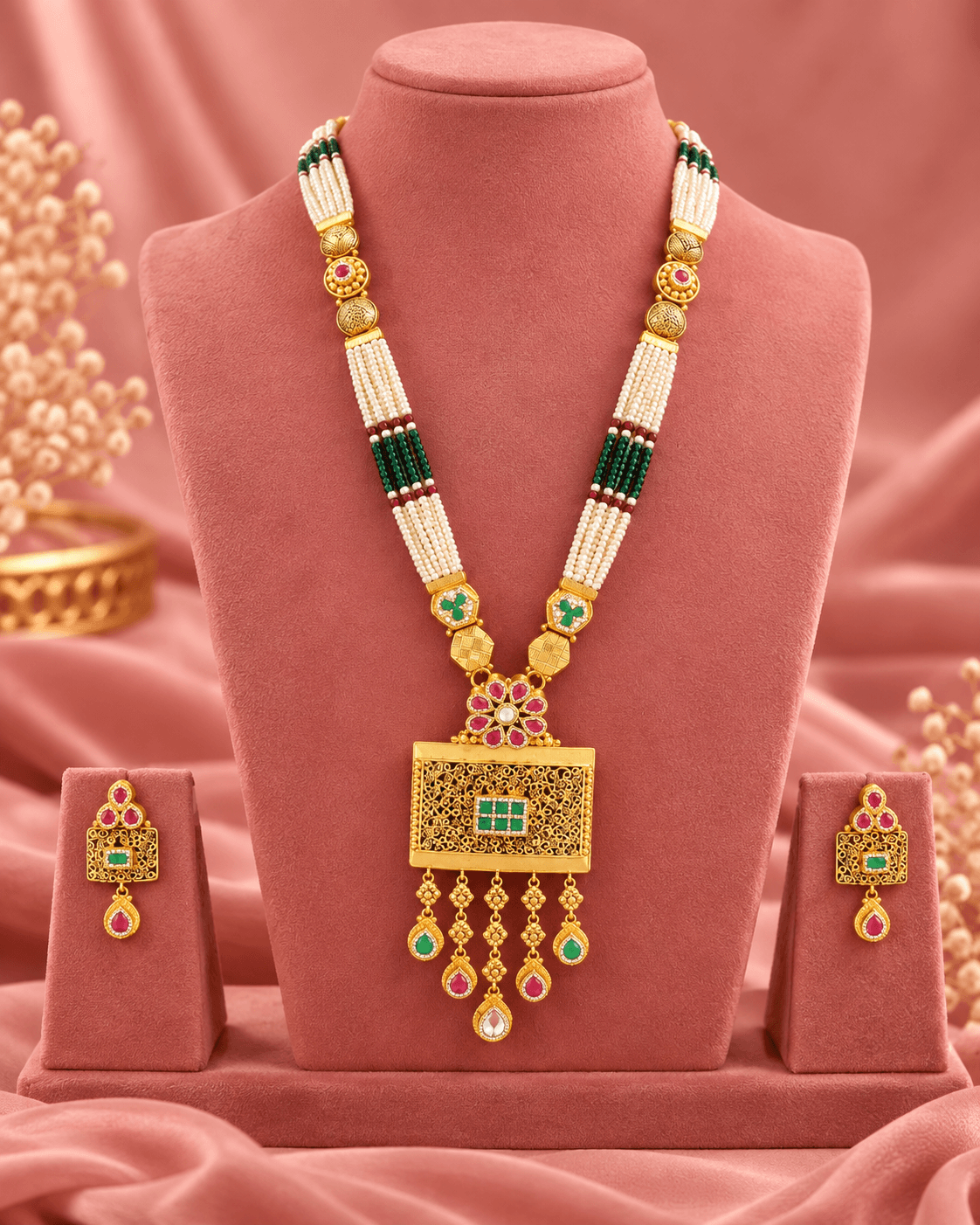 Meher Jharokha Gold Plated Silver Long Set